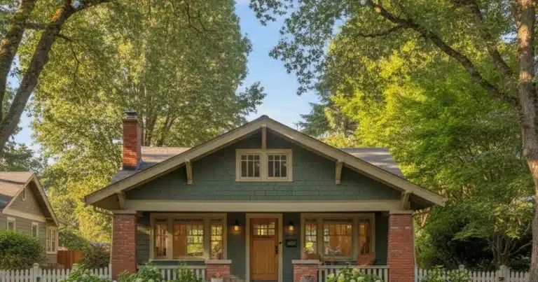 Blog 1 Photorealistic image of a charming single-story craftsman-style house in a quiet salem oregon neighborhood on a sunny day, wi
